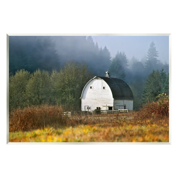 Stupell Industries White Barn Woodland Clearing Landscape Photography Unframed Art Print Wall Art