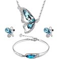 thumbnail image 1 of Conjunto de pendientes y pulsera con collar de mariposa y diamantes de imitación, joyería para mujer, regalo de cumpleaños, 1 of 5
