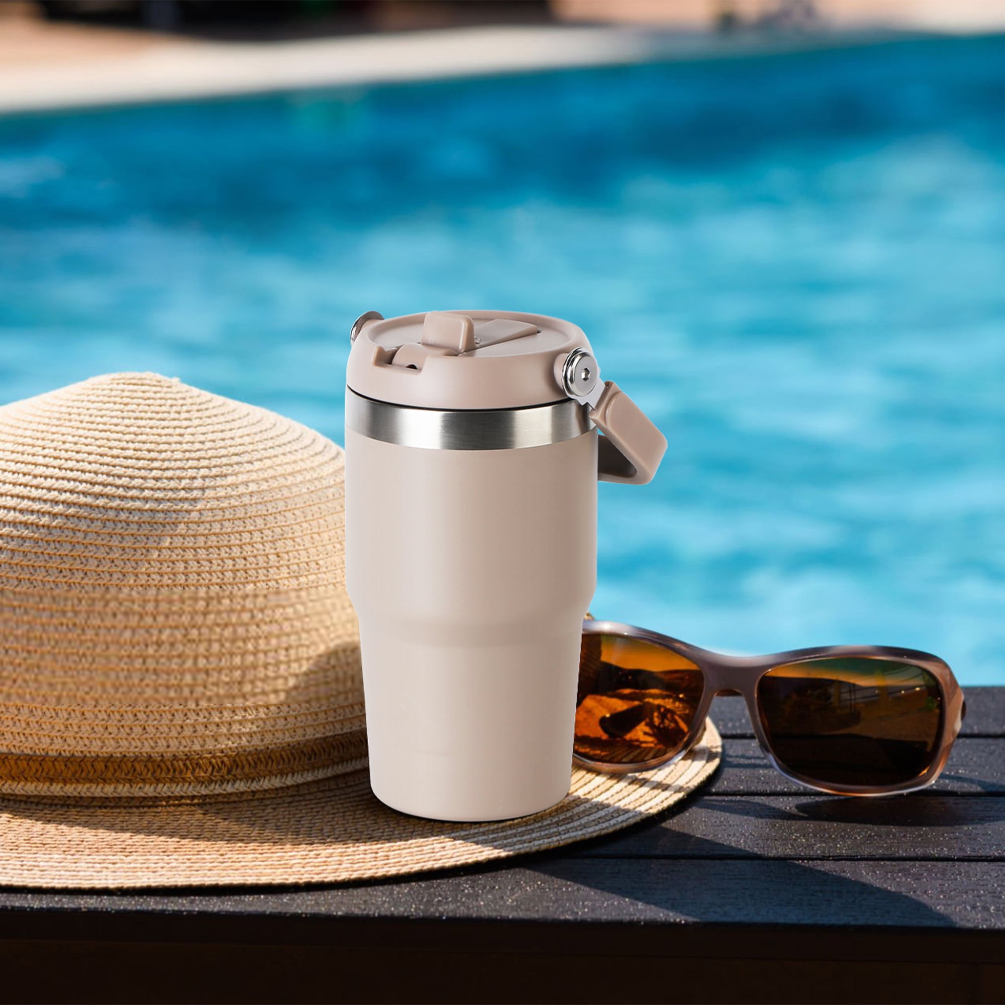 Ozark Trail 18 oz Stainless Steel Insulated Swivel Tumbler, Tan
