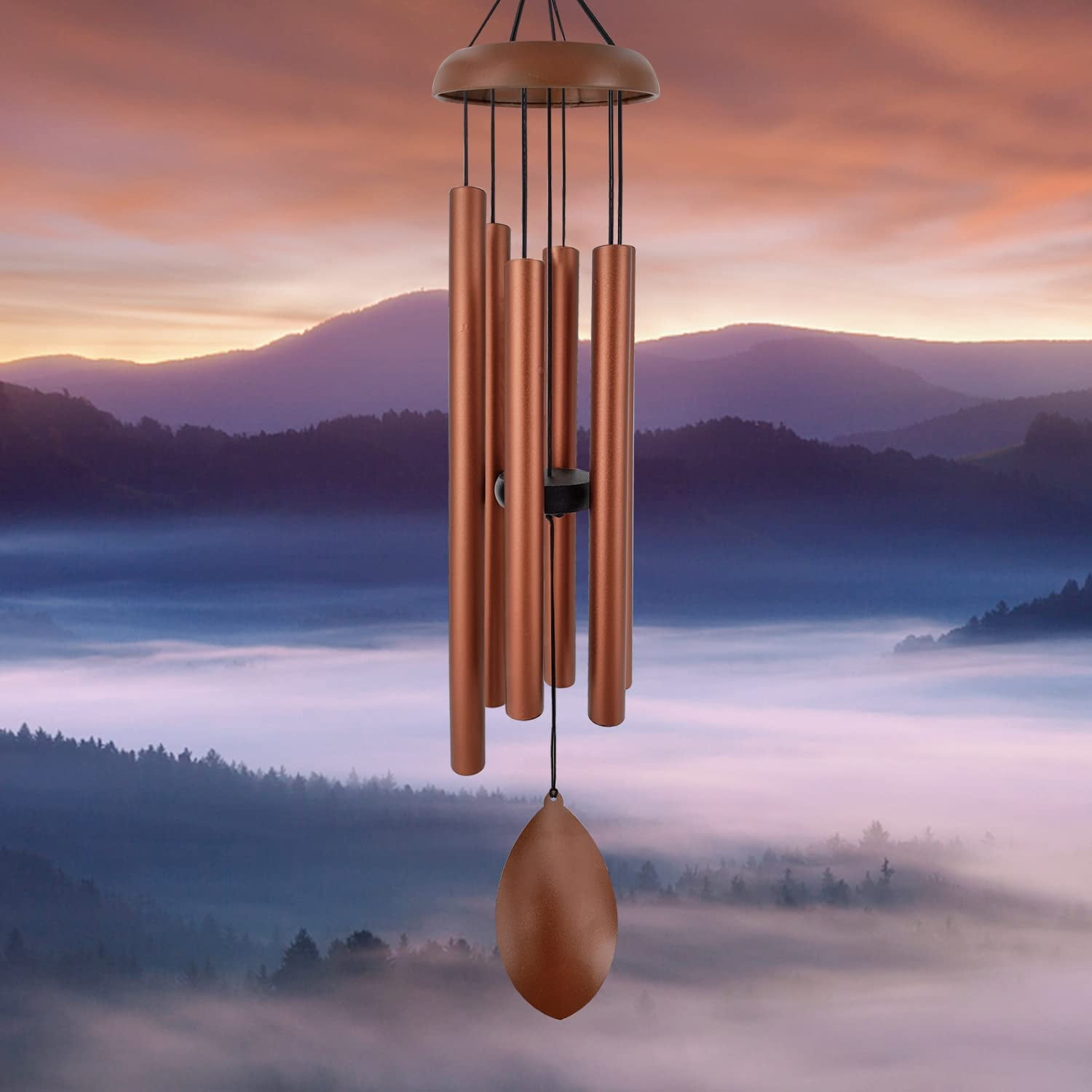 36 Inch Wind Chimes for Outside, Tuned Metal Wind Chime for Outdoor Garden Patio, WindChimes Tuned Soothing Melodic Tones Windchimes Mom Dad Gift, All Metal Leaf Design Windchime
