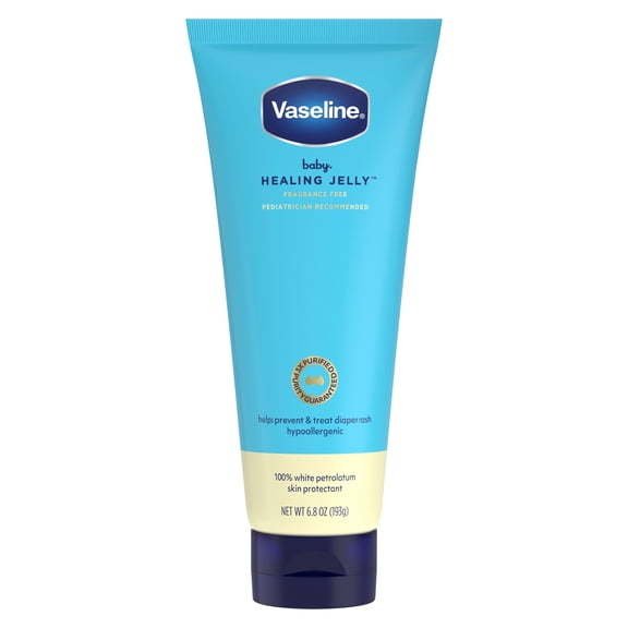 Vaseline Baby Healing Jelly For Preventing & Treating Diaper Rash, 100% White Petrolatum Skin Protectant With A Hypoallergenic, Pediatrician-Recommended Formula, 6.8 oz 1 Count