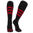 thumbnail image 1 of PEAR SOX Striped OTC Baseball, Softball, Football Socks (A) Black, Red (XL), 1 of 3