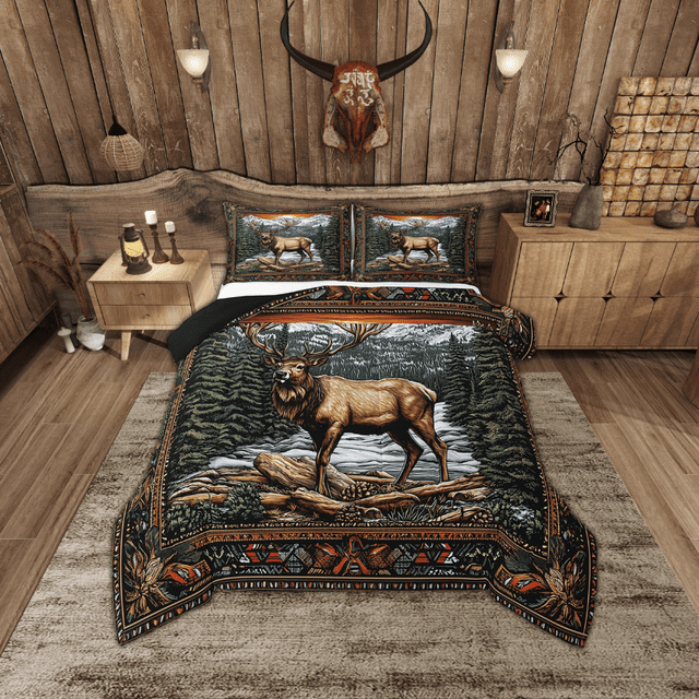 Erosebridal Ensembles de Literie Orignal et Cerf pour Tout-Petits avec Couette, Insert de Couette Animaux de la Jungle, Réversible 2 Pcs, Léger