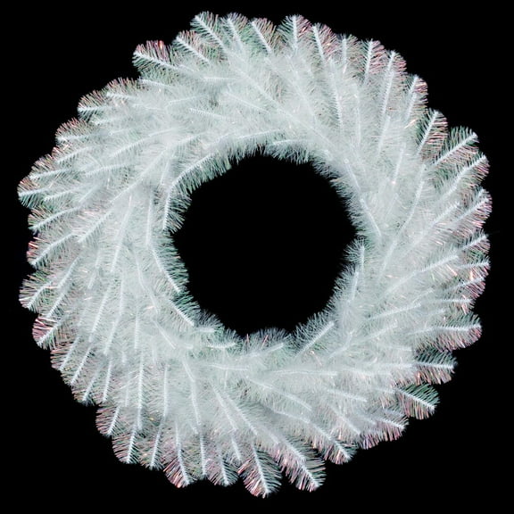 30" White Iridescent Wreath 180T