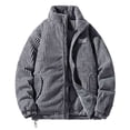 thumbnail image 2 of Quilted Jackets for Men Windproof Long Sleeve Turndown Collar Solid Color Casual Winter Fleece Windproof Comfortable Warm Jackets with Pockets, 2 of 9
