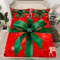 thumbnail image 2 of Feelyou Green Red Ribbon Full Size Sheets, Winter Snowflake Bed Sheets, Merry Christmas Sheet Sets, Breathable Home Decor,4-Piece, 2 of 7