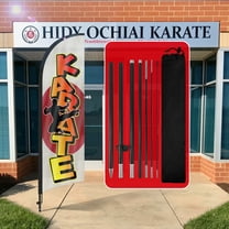 QSUM Karate Feather Flag with Flag Pole Kit and Ground Spike, 8.2FT Karate Windless Flag Banner Sign Business for Outdoor Advertising Sign Decoration Display