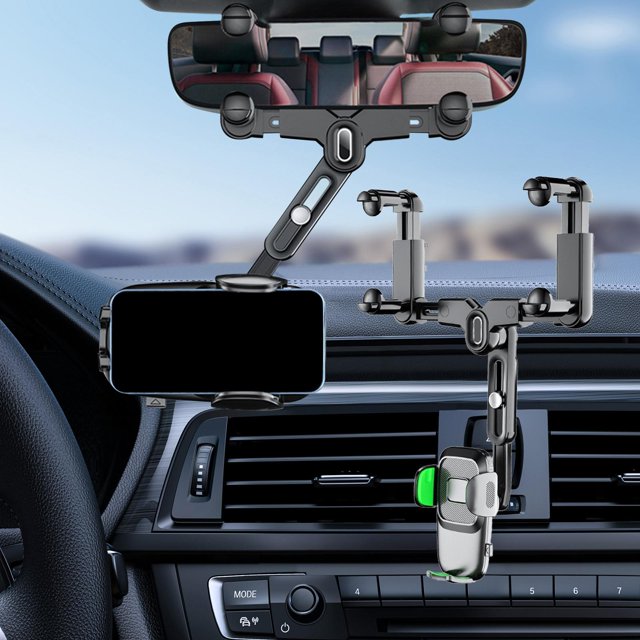 Soporte para Teléfono Hugo con Espejo Retrovisor para Coche Giratorio 360 Grados Verde