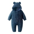 thumbnail image 3 of Lumosvexa Baby Hooded Jumpsuits Long Sleeve with Zipper Fleece Soft Winter Warm Comfort Onesie Blue 6M, 3 of 6