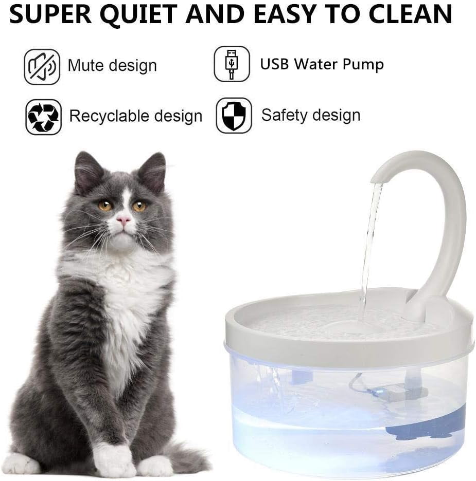 Pet Water Fountain Cat Water Dispenser Automatic Drinking Fountain with LED Light for Cats Dogs