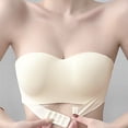 thumbnail image 3 of Aayomet Sports Bra Strapless Gathering Non Slip Wrapping Chest Anti Glare Bra Beautiful Back Front Button and (Beige, 32), 3 of 4