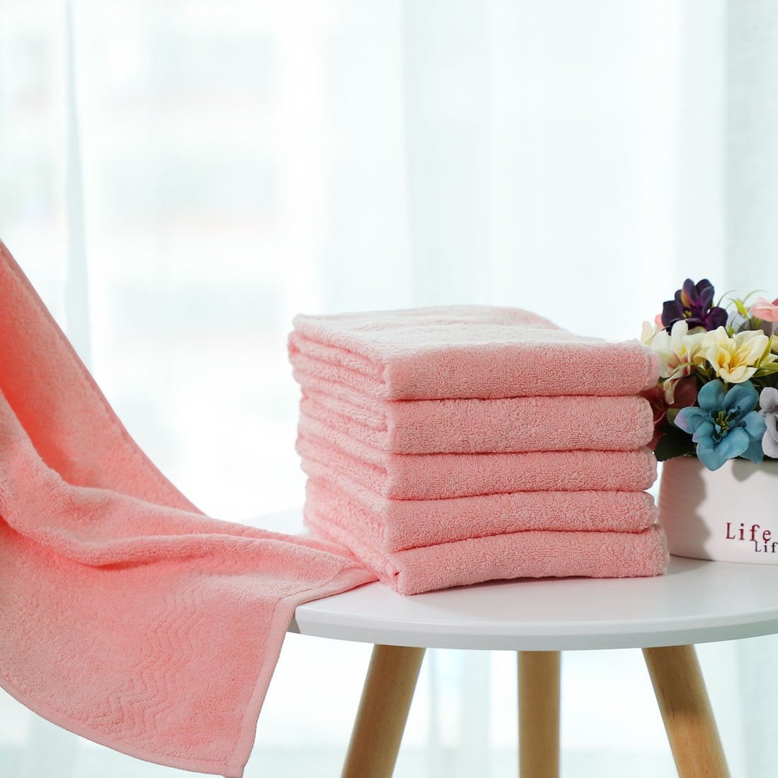 PiccoCasa 6 Pack Soft Hand Towels Cotton 13 x 29" for Bathroom Pink