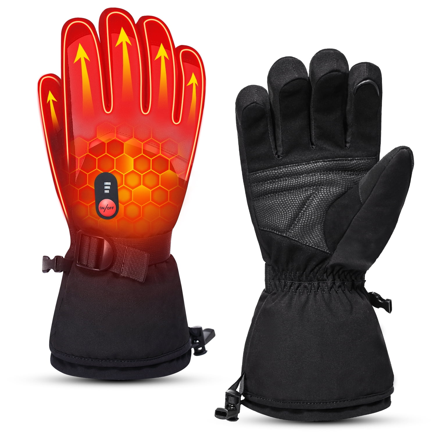 SNOW DEER Winter Mittens Heated Gloves Rechargeable Eelctric Battery for Men Women Keep Warm Heated Ski Outdoor Sports Gloves