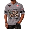 thumbnail image 4 of Evdexr 250 Year American Anniversary Shirts for Men Short Sleeve Crew Neck United States 250th Anniversary Graphic Tees American Flag Red White and Blue Vintage Fourth Of July T Shirt Gray S, 4 of 5