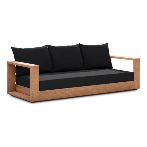 Maklaine Modern / Contemporary Black Water Resisting Outdoor Sofa