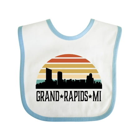 

Inktastic Grand Rapids Michigan Skyline Retro Gift Baby Boy or Baby Girl Bib