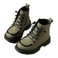 thumbnail image 3 of Sopiago Toddler Boy Work Boots Side Zipper Combat Shoes with Lace Up Toddler Ankle Boots Girl Green,3.5, 3 of 7