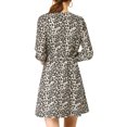thumbnail image 4 of Allegra K Women's Leopard Keyhole Above Knee Pleated a-Line Dress, 4 of 7
