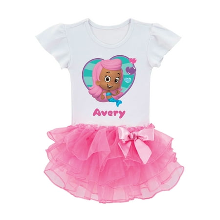 Personalized Bubble Guppies Molly Toddler Girl Pink Tutu Shirt In Sizes: 2t, 3t, 4t, 5/6t