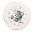 thumbnail image 2 of 18cm Household Table Insulating Pot Mat Round Plate Insulating Mat Heat Insulating Plate Mat Cream Colored Gray Cat, 2 of 5