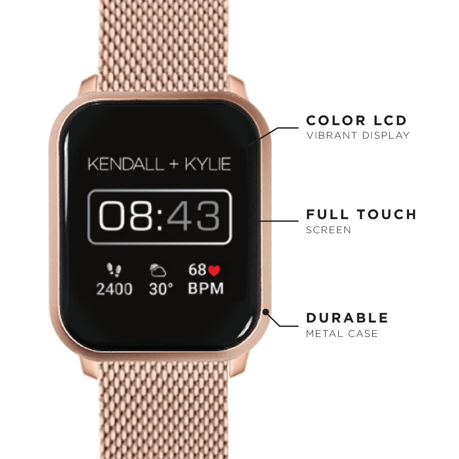 Kendall & Kylie Rose Gold Smart Watch with Interchangeable Strap and Earbud Set 900238R-40-C29