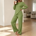 thumbnail image 6 of Dzrciro Sets for Women, Long Sleeve Crew Neck Irregular Wrap Tops and Elastic High Waist Wide Leg Pants 2 Piece Sets with Pockets, Soft Vacation Womens Sets S‑2XL, 6 of 7