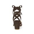 thumbnail image 2 of BLISSFUL STEP Women's Open Toe Crisscross Lace Up Block Heel Sandals Coffee 8.5, 2 of 7