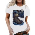 thumbnail image 2 of Cute Otter Starry Night Graphic Tees for Women 2026 Summer Casual Short Sleeve Crewneck Aesthetic T Shirts, 2 of 5