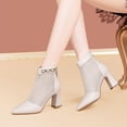 thumbnail image 2 of Botas de mujer con punta en pico, tacón alto, botas sexis con punta de malla, primavera y verano 2023, tacón alto transpirable grueso con cremallera, tacones altos 36 Gao Jinjia LED, 2 of 2