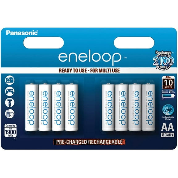 Sanyo Eneloop New 1500 NiMH Pre-Charged 8 Rechargeable AA and 4 Rechargeable AAA Batteries