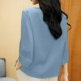 thumbnail image 7 of ZANZEA Women 3/4 Sleeved Tops Crew Neck Satin Blouse Baggy OL Shirts, 7 of 7