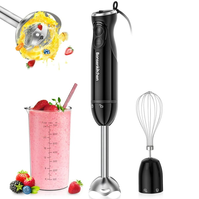 Licuadora de inmersión Bonsenkitchen de 12 velocidades con vaso de 700 ml