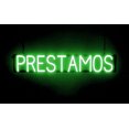 thumbnail image 1 of SpellBrite PRESTAMOS LED Sign for Business. 36.0" x 6.3" Green PRESTAMOS Sign Has Neon Sign Look With Energy Efficient LED Light Source. Visible from 500+ Feet, 8 Animation Settings., 1 of 4