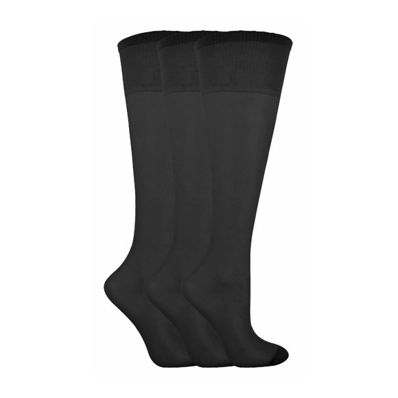 LIVIA - 3 Paires Chaussettes Montantes en Nylon Transparentes pour Femmes 15 Deniers