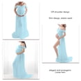 thumbnail image 5 of Maternity Long Dress Off Shoulder Elegant Stylish Loose Hem Pregnant Woman Dress for Bridal Shop Shooting Light Blue S, 5 of 6