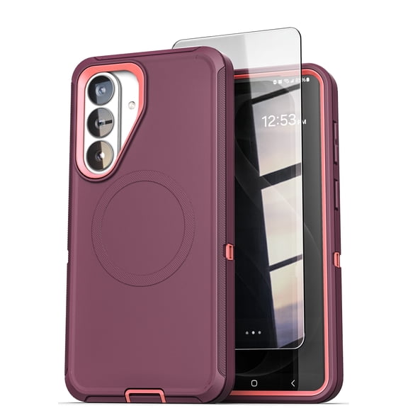 Encased for Samsung Galaxy S26 Case, Ranger Series, Magnetic Heavy Duty Military Grade Protection with Screen Protector, Purple / Pink