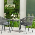 thumbnail image 5 of Nuu Garden 3 Piece Outdoor Bistro Set, Woven Rope Conversation Patio Set, All Weather Aluminum Patio Furniture Chairs and Table with Cushions for Garden, Deck, Backyard, Gray, 5 of 10