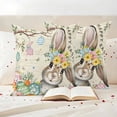 thumbnail image 3 of Retro Easter Bunny Outdoor Waterproof Pillow Covers, Spring Easter Eggs Floral Botanical Decorative Square Throw Pillowcase Sofa Cushion Sham for Patio/Couch/Chair, 26"x26" 2 Pack, 3 of 8