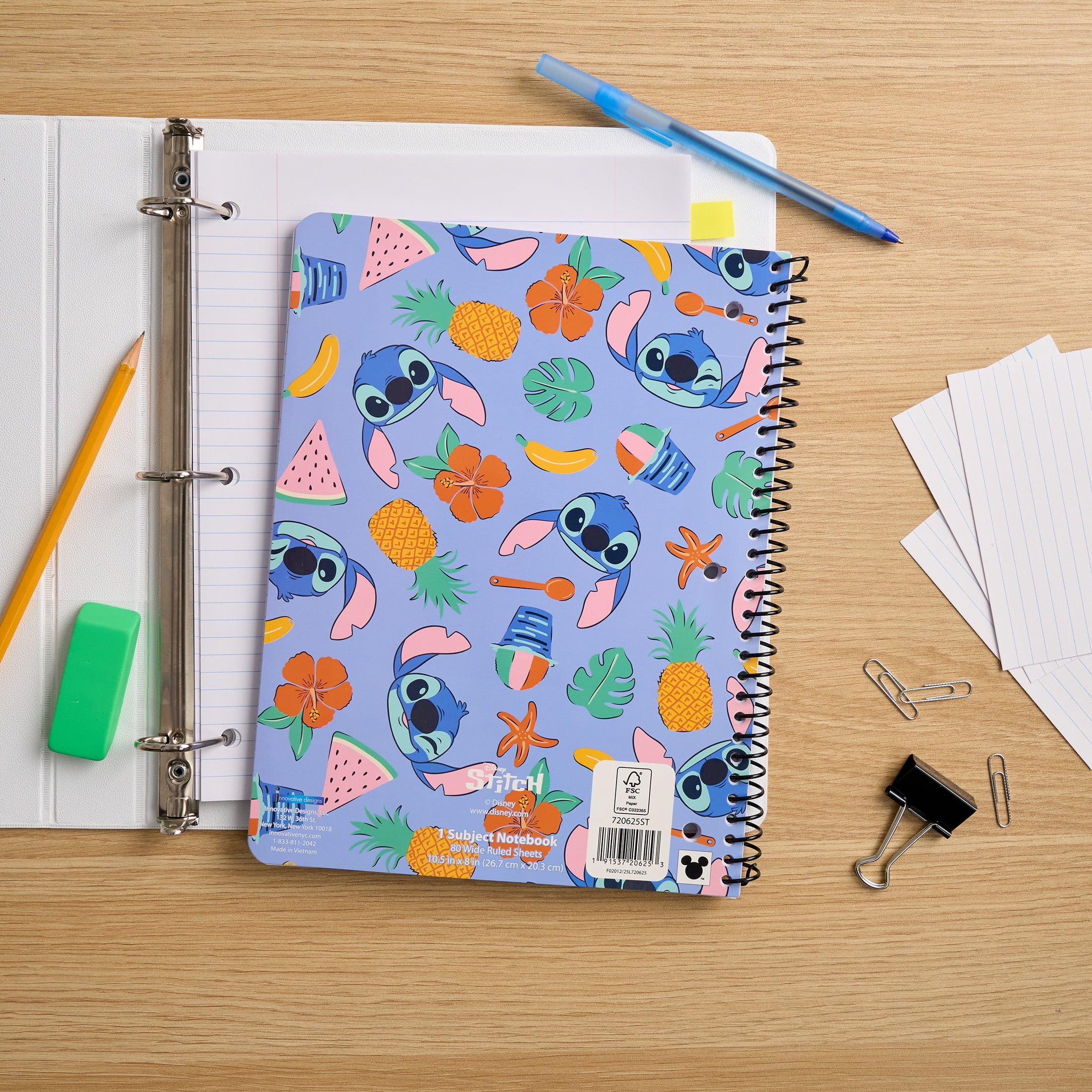 Disney Stitch 1-Subject Spiral Notebook, Wide Ruled, 80 Sheets, for Students