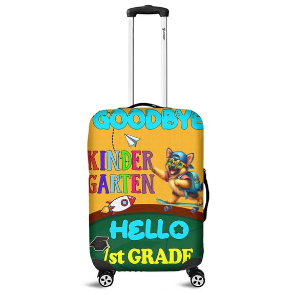 Back to School German Shepherd Goodbye Kindergarten Hello 1st Grade Travel Luggage Cover Alsatian Dog Lover Gifts Suitcase Dust Protective Decor - 02011