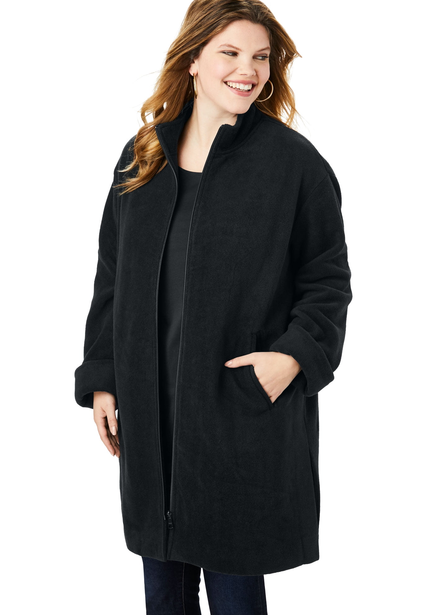 Roaman's - Roaman's Women's Plus Size Plush Fleece Driving Coat Jacket ...