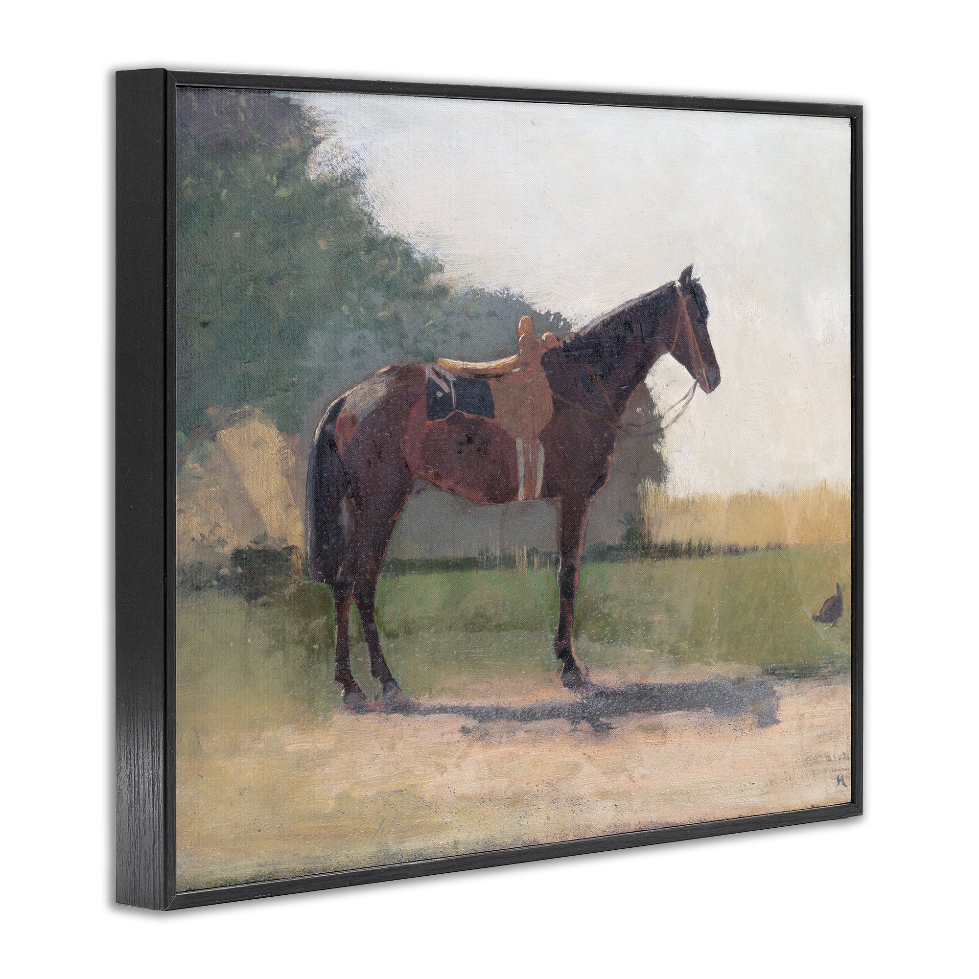 Stupell Industries Saddled Horse in Farm Yard Black Framed Giclee Art, design by Stellar Design Studio