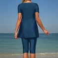 thumbnail image 4 of MGDXOX Womens Athletic Surfing Wetsuit Tummy Control Bathing Suit 2 Piece Short Sleeve Tops Bottoms Set Training Swimsuit Blue M, 4 of 6
