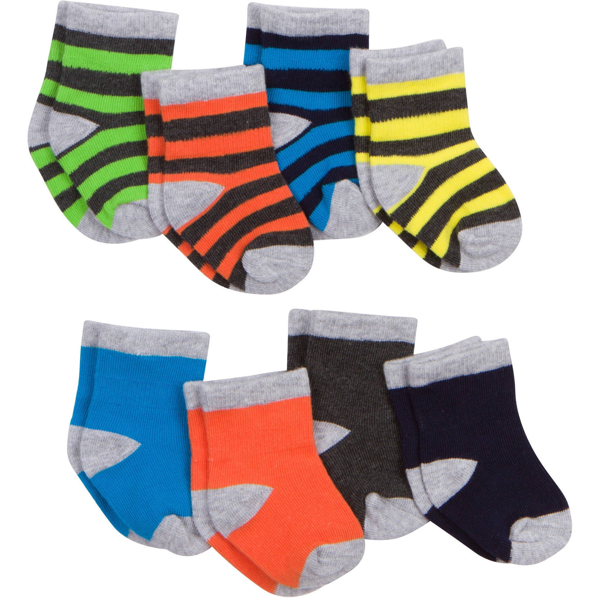 Gerber Gerber Newborn Baby Boy Assorted WiggleProof Socks, 8Pack