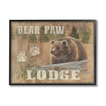 Stupell Bear Paw Lodge Cabin Paw Shapes Animals & Insects Painting Black Framed Art Print Wall Art
