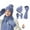 Blue, variant on SUSUSU Autumn Winter Wool Set, Double Pile Knitted Hat Scarf Gloves, Women's Three-Piece