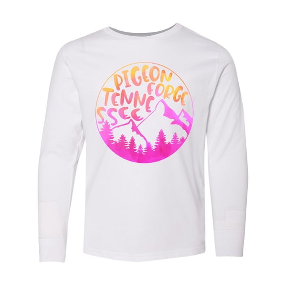 Inktastic Pigeon Forge, Tennessee- Mountains in Sunrise Colors Long Sleeve Youth T-Shirt