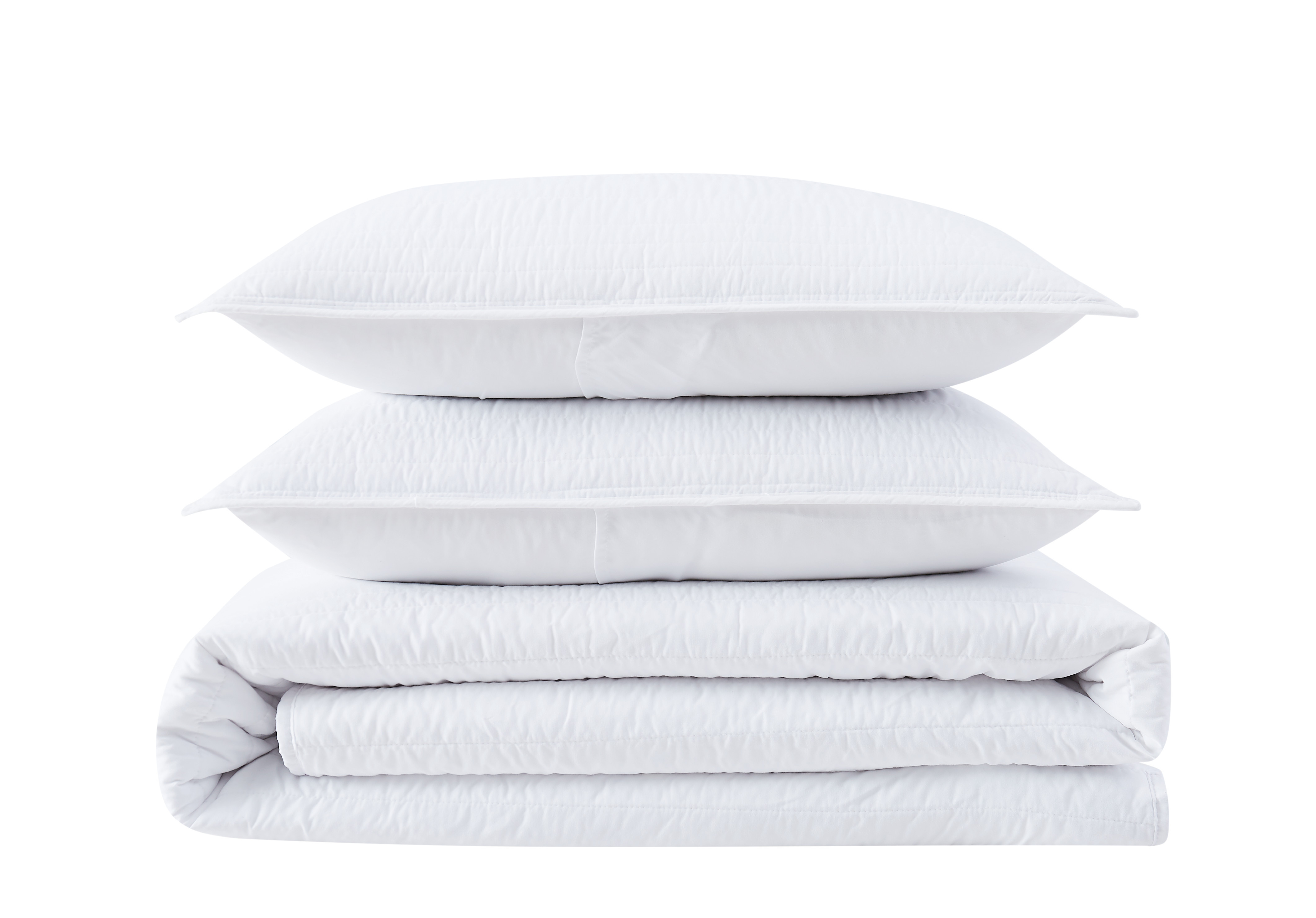Truly Calm Antimicrobial 100% Microfiber Polyester White 3-Piece King Quilt Set, Solid Casual themed, Adult Bedding, OEKO-TEX Certified