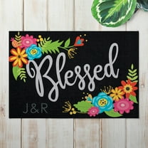 Floral "Blessed" Personalized Indoor/Outdoor Doormat