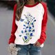 thumbnail image 2 of Moda Mujer Primavera Otoño Patchwork Impreso Mangas Largas Cuello Redondo Casual Tee Tops Fridja hkj3068, 2 of 6